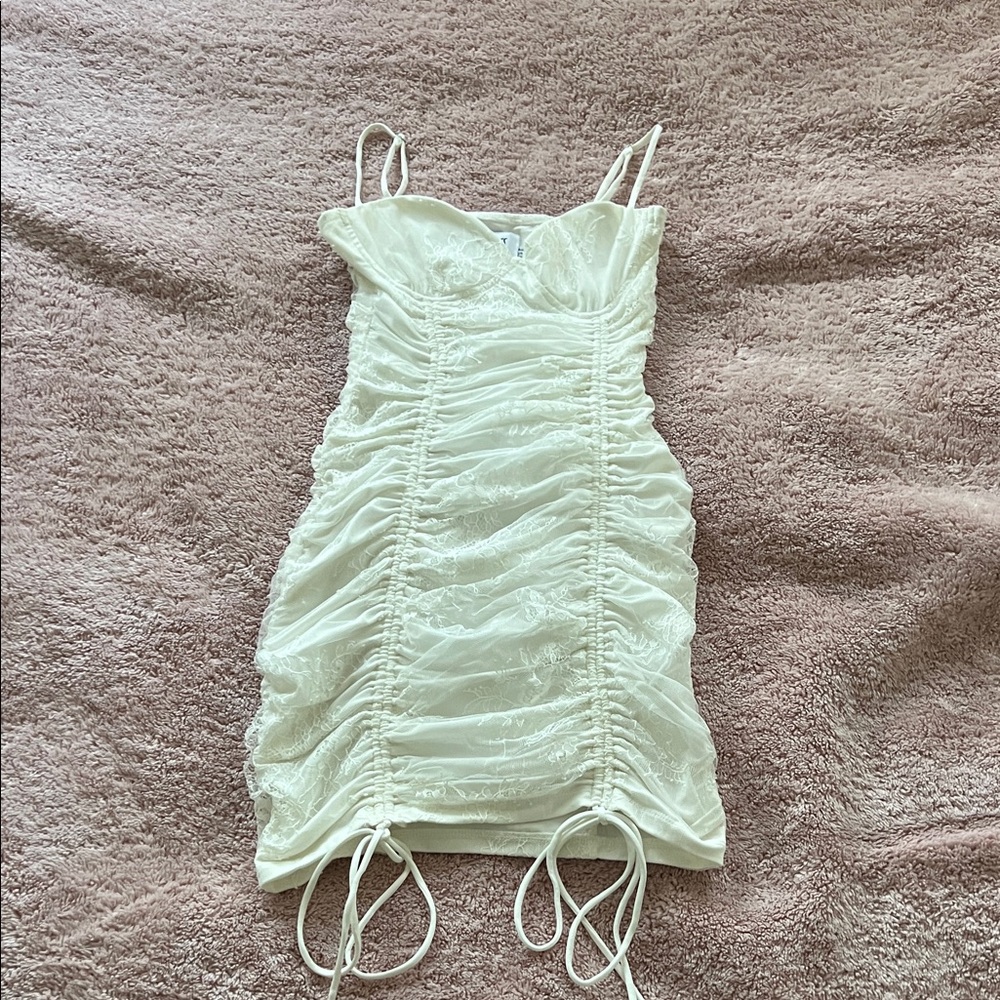 Princess Polly Cream Ruched Mini Dress